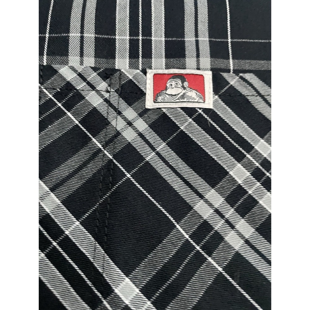 Ben Davis Shirt Mens Large Black Plaid Half 1/4 Zip Short Sleeve Casual Workwear - Picture 6 of 8